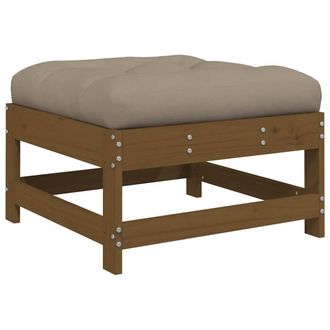 Berkfield Home Garden Footstool with Cushion Honey Brown Solid Wood Pine