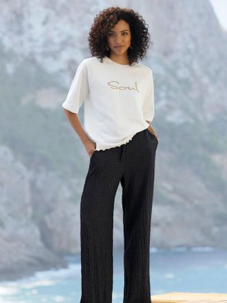 Heine Sweatshirt HEINE, Damen, Gr. 34, ecru, 82% Baumwolle, 18% Polyester, unifarben, Rundhals, Sweatshirts Sweatshirt