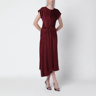 Victoria Beckham Abito midi Aria bordeaux in cr&ecirc;pe di raso