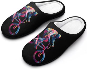 Generic BMX Mountain Bike Art Slippers Men Winter Warm Cotton Anti-Slip Indoor Slip-Ons House Shoes
