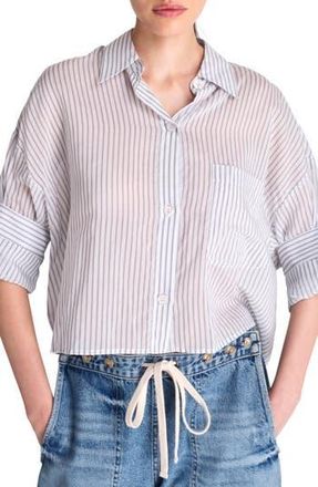 TWP Next Ex Crop Button-Up Shirt in Harbor Grey Multi at Nordstrom Rack, Size X-Small/small