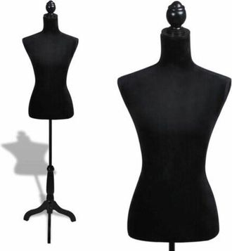 vidaXL Maniqu&iacute; De Busto De Mujer De Modista Negro Vidaxl