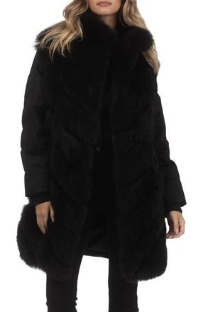 Gorski Genuine Shearling Diagonal Stroller with Cashmere Back And Sleeves in Black/black at Nordstrom, Size X-Small