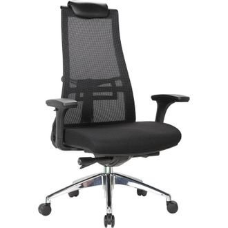 Dmora Silla De Oficina Dmihail, Silla Ejecutiva De Malla Con Reposabrazos, Asiento De Oficina Ergon&oacute;mico, 71x69h110/118 Cm, Negro - Dmora