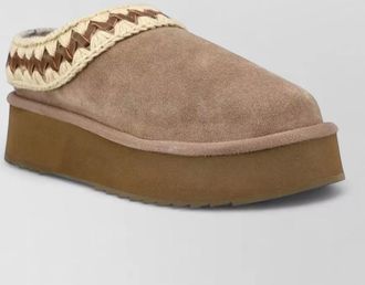Mou suede platform clog mules