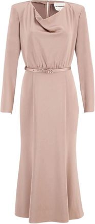Roland Mouret Beige Satin Crepe Cowl Drape Jurk - Dames - Casual kleedjes - Beige - M - Polyester - Kleedjes