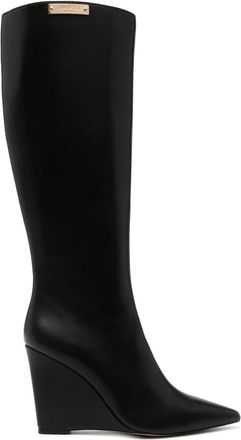 Twin-Set 100mm logo-plaque boots - women - Other fibres - 41 - Black