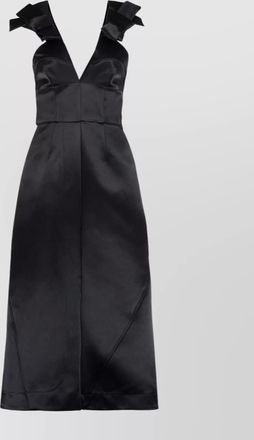 Jil Sander satin midi dress with bow accents