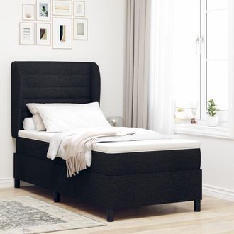 vidaXL Box Spring Bed with Mattress Black 90 x 190 cm Fabric vidaXL