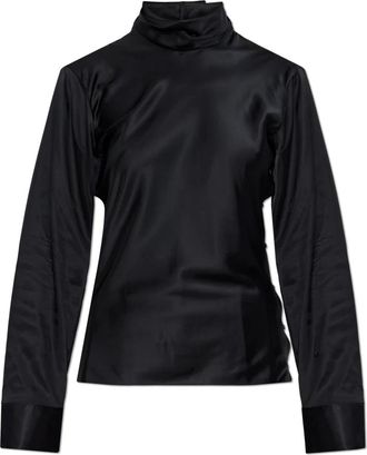 Courr&egrave;ges Top met een opstaande kraag - Dames - Blouses - Zwart - M - Overhemden