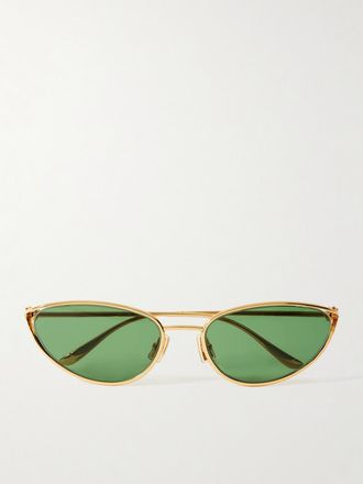 Bottega Veneta Occhiali Da Sole In Metallo Dorato Con Montatura Cat-eye - Oro