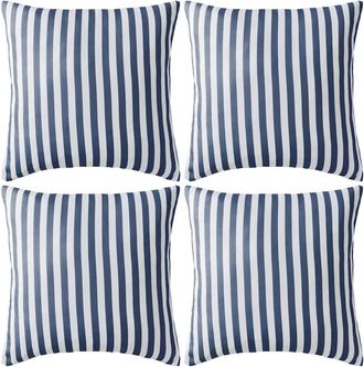 vidaXL Vidaxl - Cojines Para Exterior A Rayas 45x45 Cm Azul Marino 4 Unidades