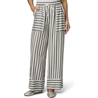 Splendid Ella Stripe Drawstring Pants in Soft Green/White at Nordstrom, Size Medium