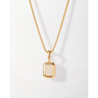 Edge of Ember Deco Birthstone Necklace in Moonstone (June) at Nordstrom, Size 16