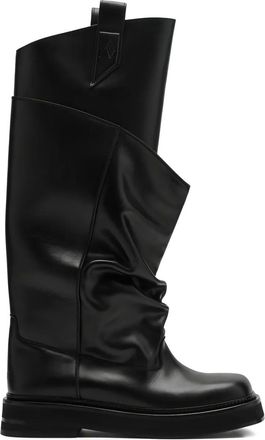 The Attico Robin Passeggiata ruched combat boots - women - Calf Leather/Calf Leather/Polyurethane/Bos Taurus - 39.5 - Black