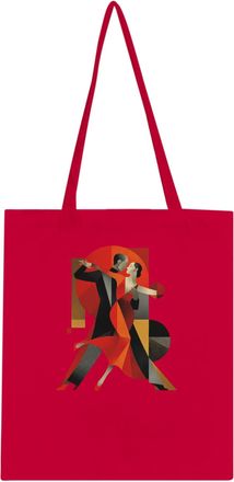 Generic Tango Dancers Abstract Geometric Art | Vintage Dance Illustration | Classic Tote Bag, Red, One Size