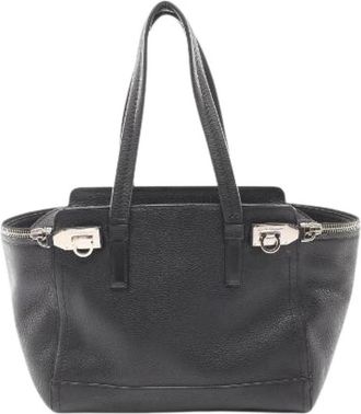 Ferragamo Pre-owned Gancini Leren Handtas - Dames - Vintage Handtas - Zwart - ONE Size - Leer - Vintage