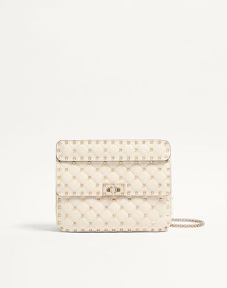 Valentino Garavani Borsa Media Rockstud Spike In Nappa Donna LIGHT IVORY UNI