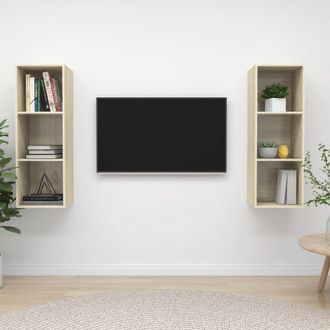 vidaXL Vidaxl - Muebles De Sal&oacute;n De Pared 2 Pzas Madera Ingenier&iacute;a Roble Sonoma