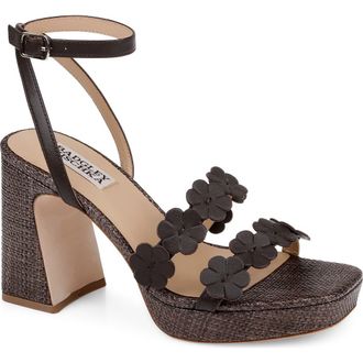 Badgley Mischka Waverly Ankle Strap Platform Sandal in Brown Leather at Nordstrom, Size 7.5