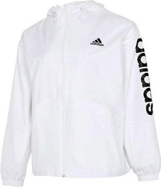 adidas (WMNS) adidas Essentials Oversize Logo Windbreaker Asia Sizing White Black GL0647