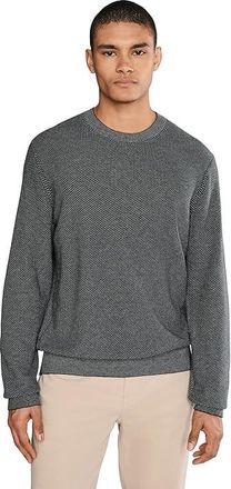 Vince Geo Jacquard Long Sleeve Crew Mens Sweater H Black/H Grey : SM, Cashmere/Cotton/Wool