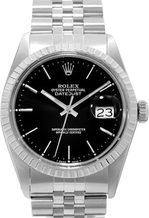 Rolex Pre-owned Rolex Datejust 36 Automatic Chronometer Black Dial Mens Watch 16030 BKSJ