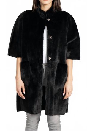 Love Token Nia Faux Fur Cape Coat In Black
