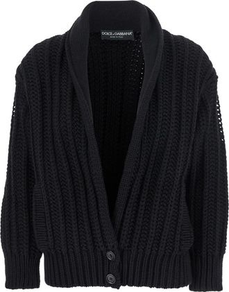 Dolce & Gabbana Zwarte Vest met Wijde Halslijn Vrouw - Dames - Vesten - Zwart - XS - Wol - Truien & Vesten