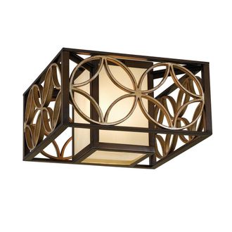Netlighting Remy 2 Light Flush Ceiling Light Gold Bronze in Brown