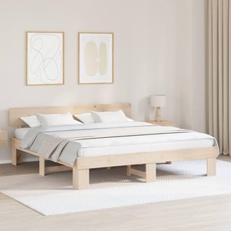 Berkfield Home with Headboard Brown 200 x 200 cm Solid pine wood