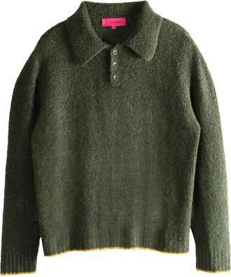 The Elder Statesman contrasting-trim polo shirt - Green