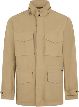 Moorer Jacket met knoopsluiting - Heren - Zomerjassen - Beige - M - Polyester - Jassen