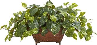 Nearly Natural Pothos Artificial Plant In Metal Planter