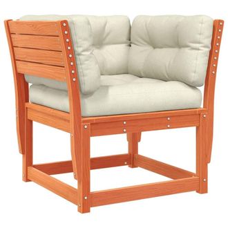 Berkfield Home Garden Sofa Armrest with Cushions Wax Brown Solid Wood Pine