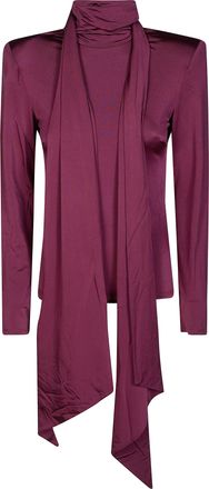 Rotate Long Sleeved Scarf Attached Detail Top