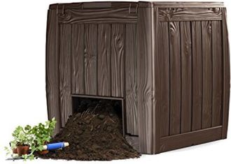 Keter 17196661 - Deco, compostiera 350 l, plastica marrone effetto legno
