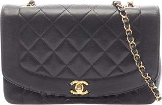 Chanel Pre-owned Quilted Flap Handbag with Chain Strap - Dames - Vintage Schoudertas - Zwart - ONE Size - Leer - Vintage