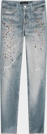 Purple Cyanine Jewel-Print Skinny Jeans