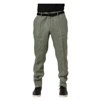 Dolce & Gabbana Linnen Tapered Broek - Heren - Broeken - Grijs - Maat: 3XL Linnen