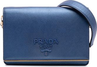Prada Pre-owned Womens Crossbody Bag Saffiano Leather - Medium Blue - One Size