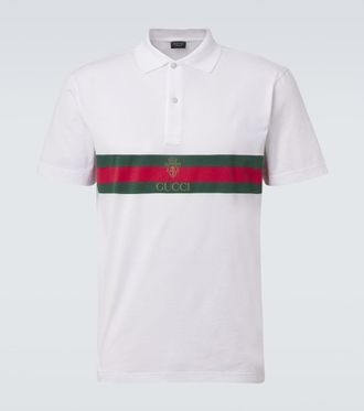 Gucci Web Stripe cotton jersey polo shirt