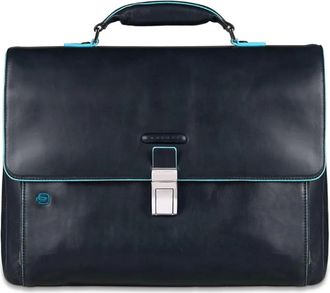Piquadro Tassen, Heren, Blauw, ONE Size, Leer, Blauwe Square Uitbreidbare Laptoptas