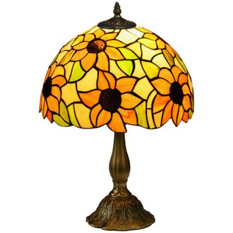 HOMCOM Stained Glass Table Lamp - Handmade Antique Bedside Lamp | TJ Hughes Orange