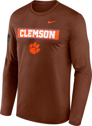 Nike Clemson 2026 Military Appreciation Legend Nike Mens Dri-FIT College Long-Sleeve T-Shirt in Brown | 02TJ2GYCLN-VZG