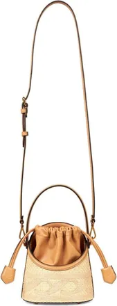 Etro small Saturno raffia bucket bag - women - Polyamide/Polyester/Viscose/Cotton/Calf Leather - OS - Neutrals