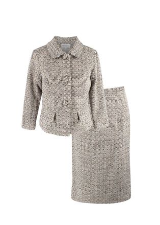 Mikael Aghal Grey Tweed Jacket and Pencil Skirt Size XXS