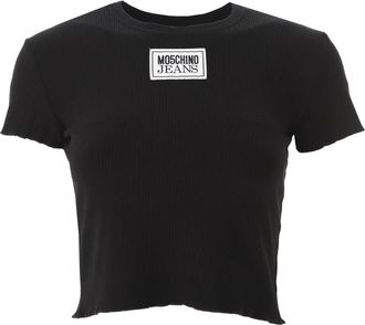 Moschino Logo Patch Cropped T-Shirt Zwart - Dames - T-shirts - Zwart - XL - Tops