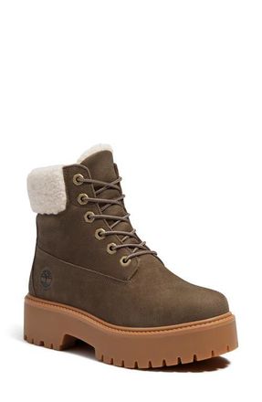 Timberland Stone Street Waterproof Faux Fur Lined Platform Boot in Dark Brown Full Grain at Nordstrom, Size 7.5