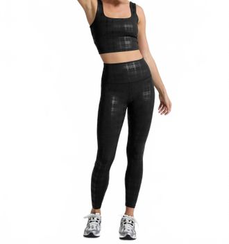 Beyond Yoga High Waisted Midi Legging In Plaid Foil Black